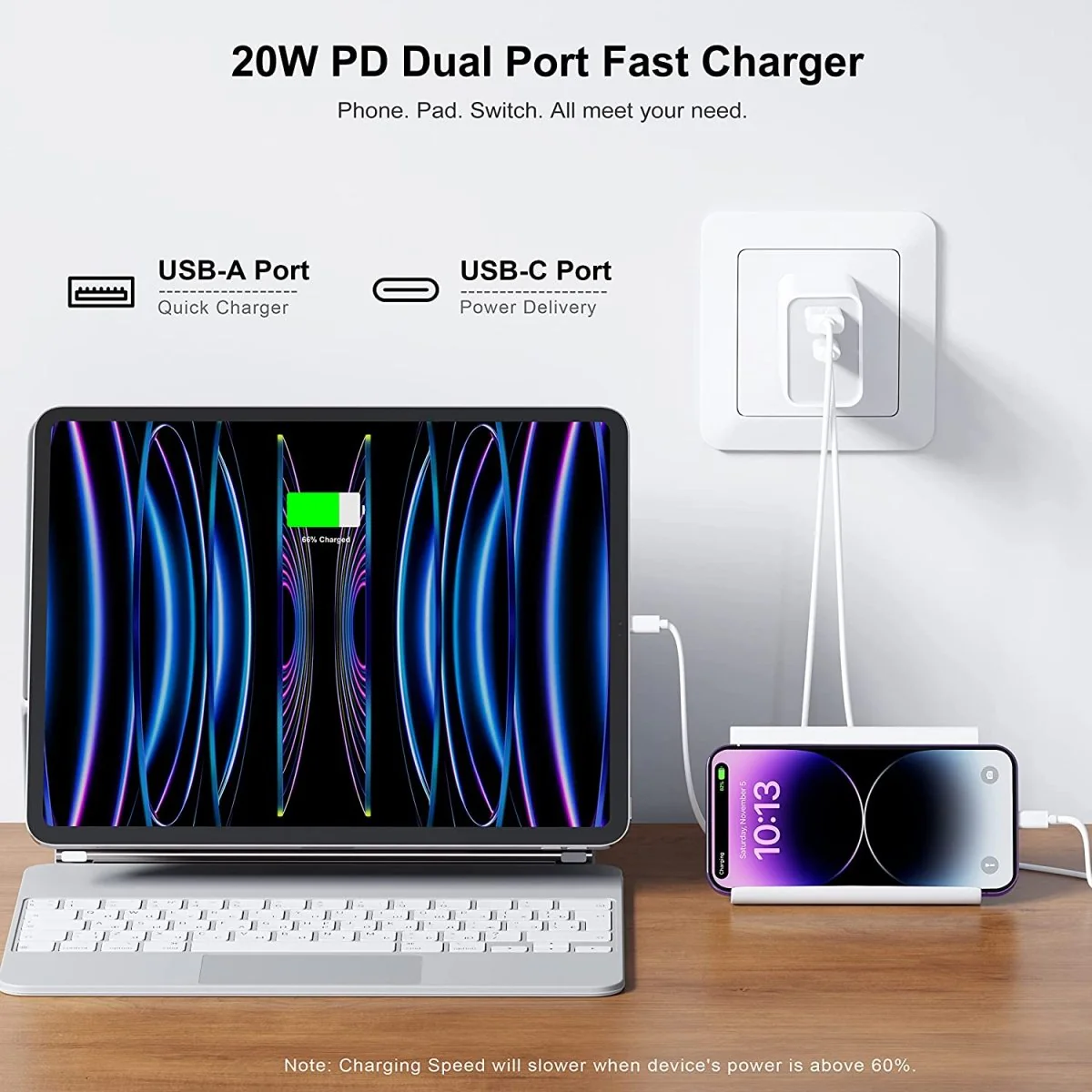 20W USB-C & USB-A Fast Charging Adapter - Image 3