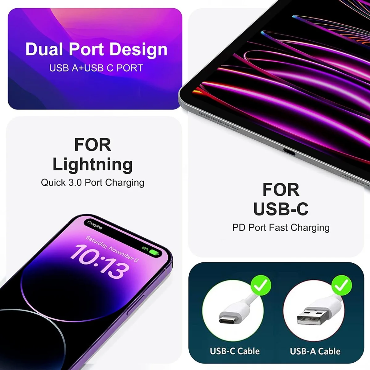 20W USB-C & USB-A Fast Charging Adapter - Image 4